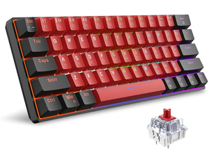 คีย์บอร์ดเกมมินิแบบมีสาย60% พร้อมสวิตซ์เชอร์รี่สีแดง61ปุ่มเข้ากันได้กับ PC & Windows XP Win 7 Win 10 - Product Image 1