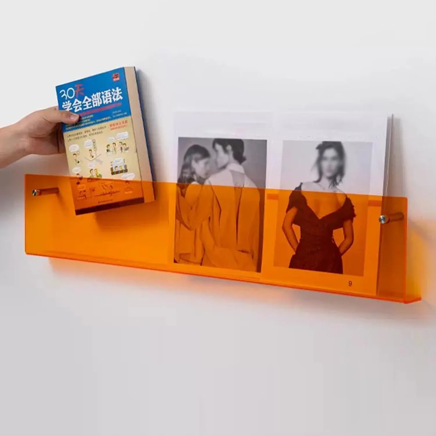 Für Room Daily LP Listening Floating Bücherregal Display Regal Wand halterung 6 Big Size Clear Orange Acryl Album Platten halter