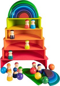 Montessori Unisex Wooden Rainbow Balls Colorful/Pastel/Natural Preschool Learning Material Educational Counting <strong>Toy</strong> for <strong>All</strong> Ages - Product Image 4