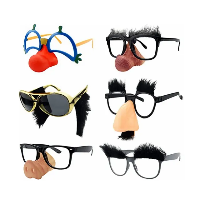 Vente en gros lunettes de déguisement drôle nouveauté Clown lunettes yeux et nez avec moustache lunettes pour Halloween Costume cadeaux de fête