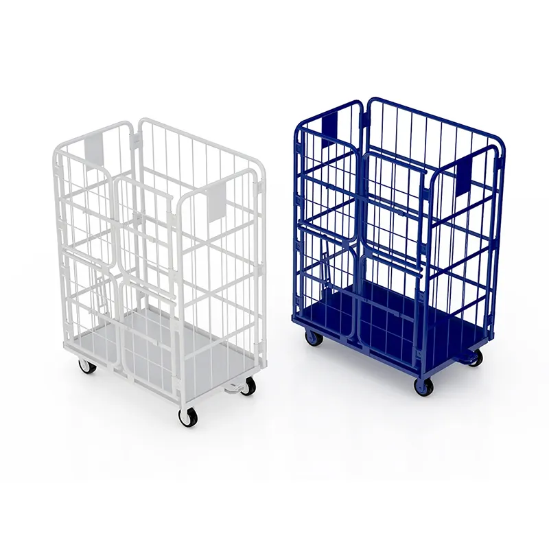 Best Quality Warehouse Logistic Durable Nestable Transport Cargo Pallet Foldable Roll Cages Trolley for Sale