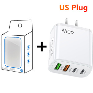 Venda quente 40W 2C + 2A Quick Charge <span class=keywords><strong>Adapter</strong></span> QC3.0 PD Carregador Função Adaptativa 1.5A Saída Desktop UE/EUA Carregador de Viagem Padrão