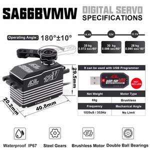 AGFRC 360 derece Servo Motor 12th RC parçaları 0.073Sec 35KG 3S IP67 2BB çelik dişliler fırçasız 12V RC canavar arabalar için RC Servo - Product Image 6
