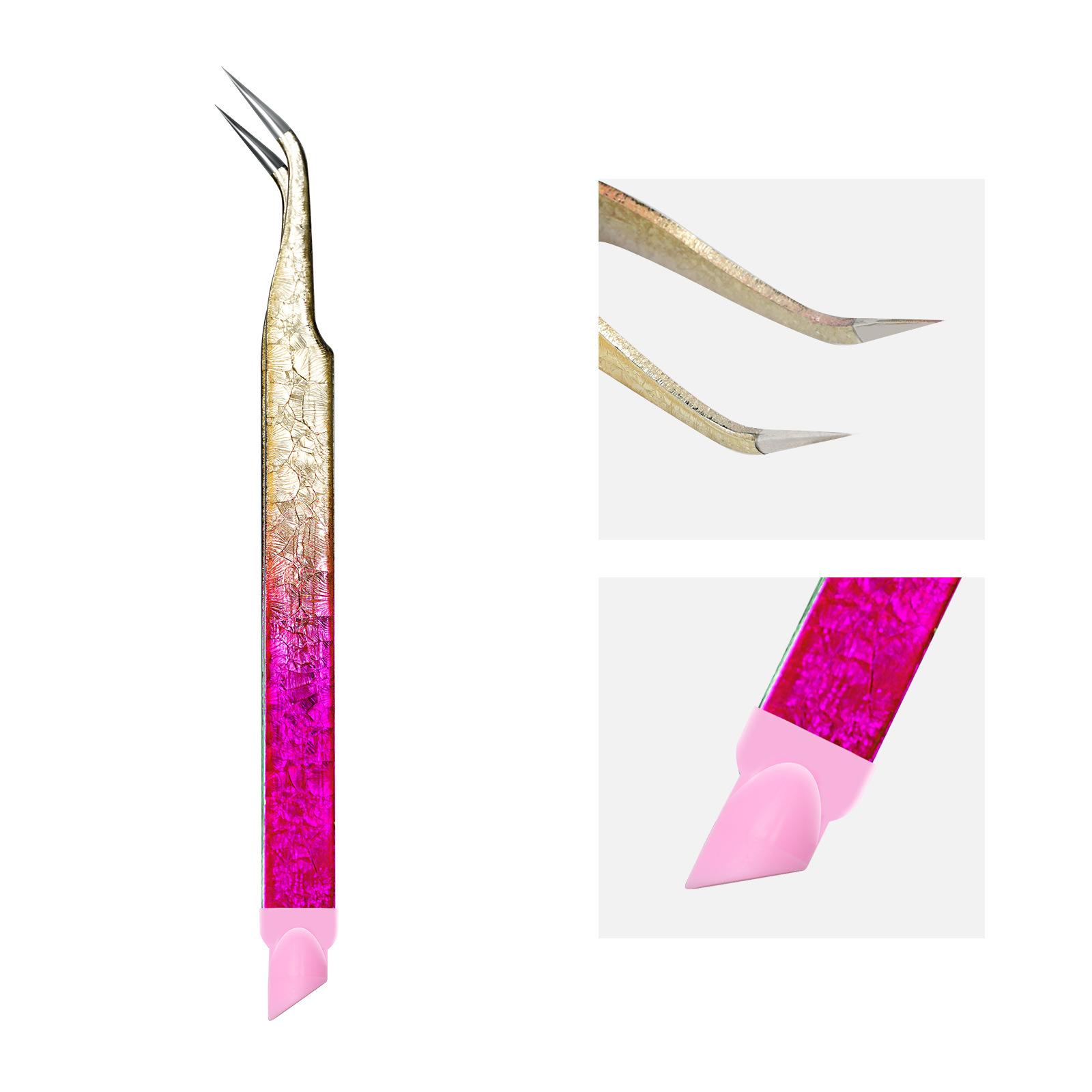 Nano crystal plated double-headed tweezers 02 elbow