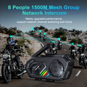 Sistema de comunicación para casco de bicicleta con 8 ciclistas, auriculares de 1500M para motor con intercomunicador de 2 vías y música