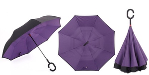 纯色反转伞双层廉价倒车倒转伞用于汽车雨伞可逆旅行 - Product Image 2
