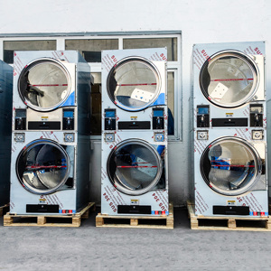 Macchine per la lavanderia da 16kg/22kg per le aziende completamente automatiche Stack asciugatrice per lavanderia a gettoni/ospedale/Hotel 5 anni di garanzia