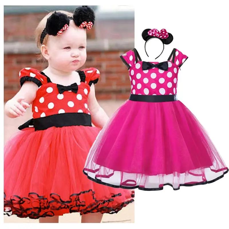 1-3 4-5 2-3 1 2 3 a 4 5 Anos de Idade Crianças Roupas Vestido de Festa Lil Crianças Fancy Dress Baby Girl Roupas Minnie Vestidos para Meninas