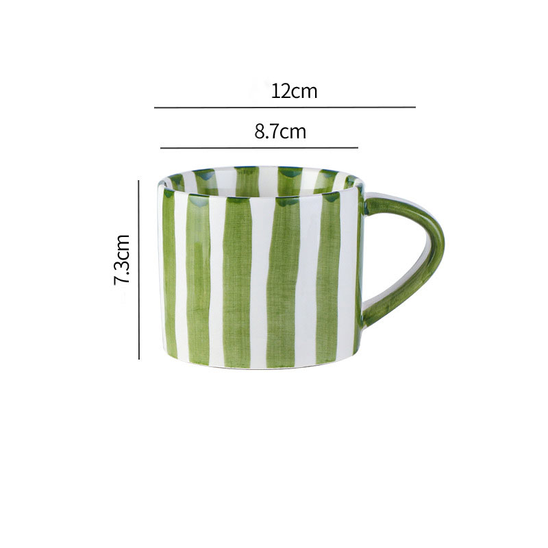 Taza mediana a rayas verde-taza individual