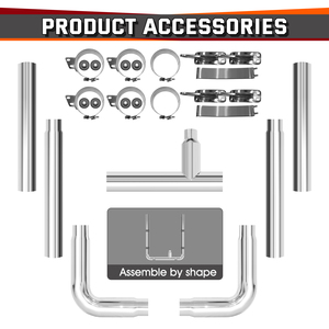 Wholesale Price Custom 8 Inch Flat Top Straight Chromed Exhaust Stack Set with 60 Degree Elbow