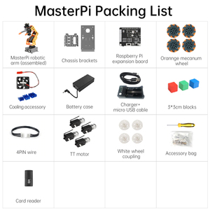 Masterpi หุ่นยนต์รถหุ่นยนต์อัจฉริยะที่มาพร้อมกับวงล้อ Mecanum ไม่มีเมนบอร์ดการ์ด SD - Product Image 6