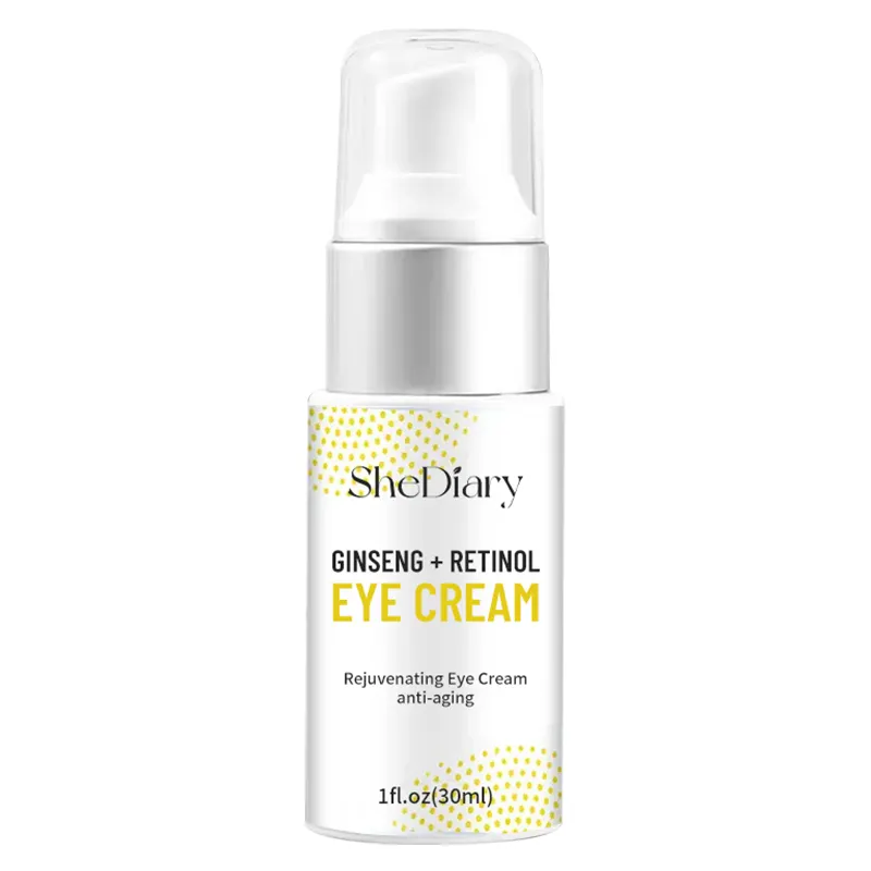 Venta al por mayor SheDiary Muestra gratis Anti-envejecimiento Crema de ojos hinchados para las ojeras Eliminar Ginseng Retinol Eliminación de grasa Crema de ojos 50ml