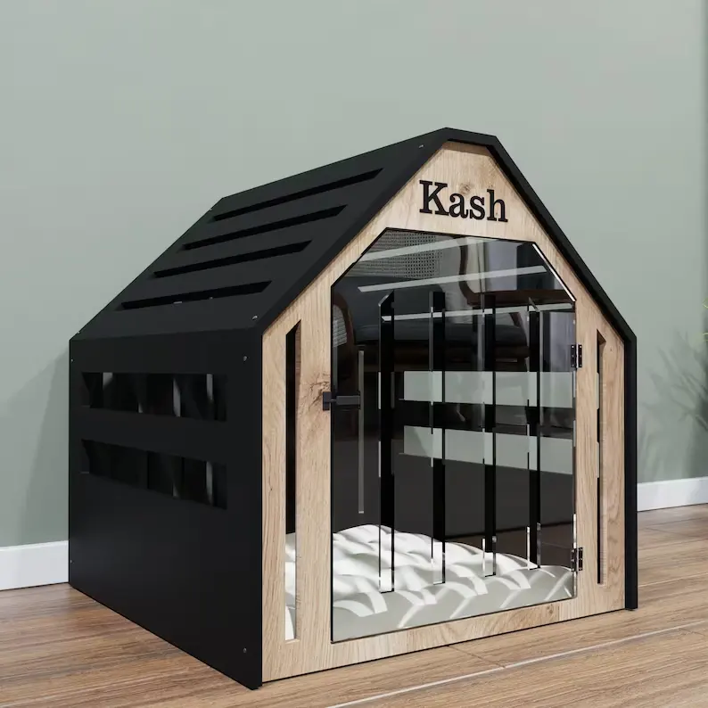 Cage moderne pour chien Maison pour chien en bois Meubles pour animaux de compagnie Chenil moderne mignon pour animaux de compagnie