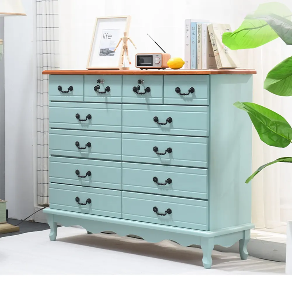 LM KIDS changing table solid wooden Living room Cabinet furniture 6 Drawers Mirrored Dresser white Chest of Drawer
