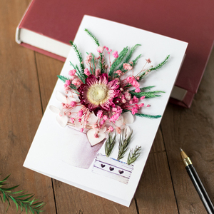 Mini Dried Rose Hydrangea Flower <strong>Card</strong> Paper Printing Post Handmade <strong>Real</strong> Flower Custom Kraft Paper Greeting <strong>Cards</strong> with Gift Box - Product Image 6