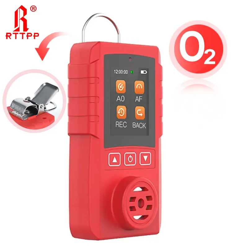 RTTPP DR650 Oxígeno O2 Medidor de fugas de gas Detector de gas O2 de difusión sensible portátil con pantalla LCD