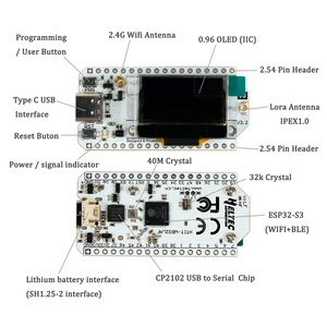 2 pezzi scheda di sviluppo Heltec LoRa32 V3 868MHz 915MHz Display OLED da 0.96 pollici BT + WIFI LoRa Kit per la comunicazione Arduino - Product Image 2