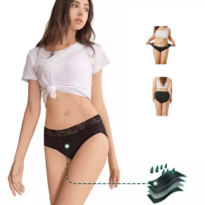 Bragas absorbentes de talla grande para mujer, ropa interior de incontinencia de 4 capas a prueba de fugas, bragas para el período menstrual