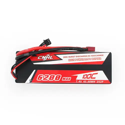 CNHLレーシングシリーズハードケース6200MAH 7.4V 2S 100Cディアンズプラグ付きLipoバッテリー