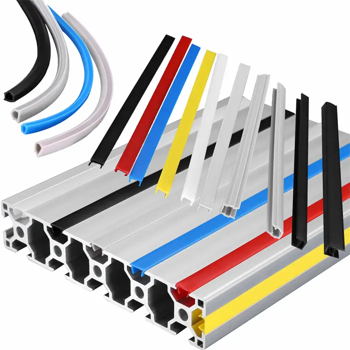 Penjualan Terbaik penutup debu plastik standar Eropa karet lembut warna-warni strip penyegel PVC untuk profil aluminium