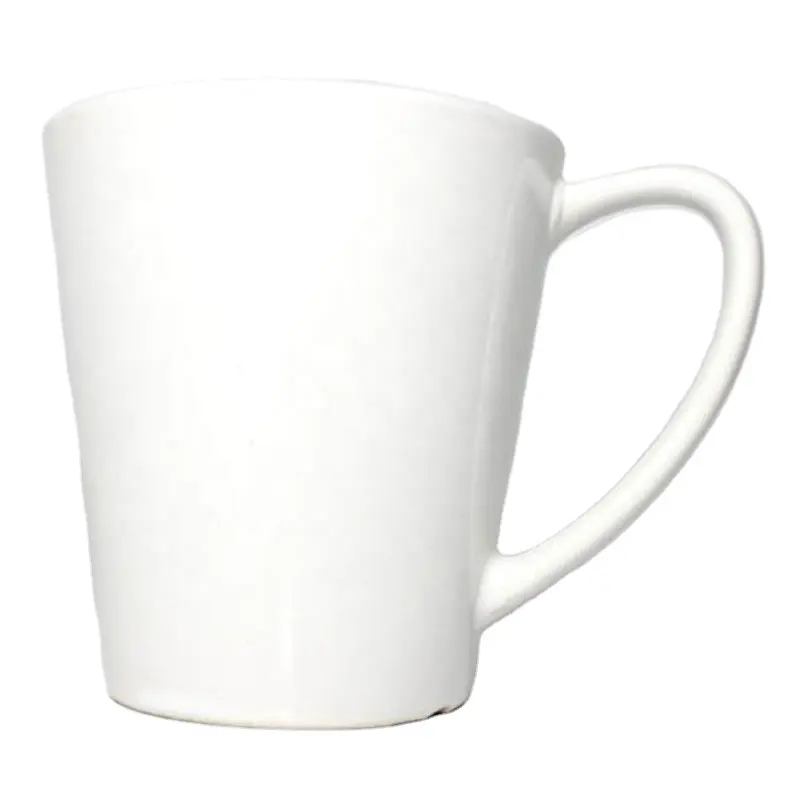 RubySub M003 12oz Sublimación Espacios en blanco Porcelana Blanca Forma de cono Café Latte Taza Sublimación Taza