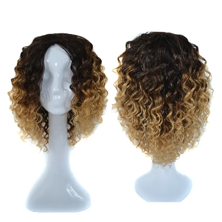 Mengyun Peinados de alta densidad Ombre 1B 27/30 Marrón Peluca rizada profunda Pelucas de cabello humano para mujeres negras
