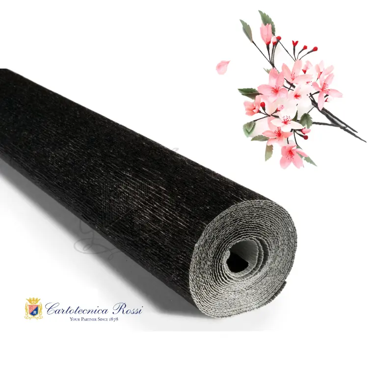 Cores Metalizadas Preto Brilhante Italiano 180gr Papel Crepe 100% Feito na Itália Pronto para Enviar Rolo de papel crepe para decoração flor