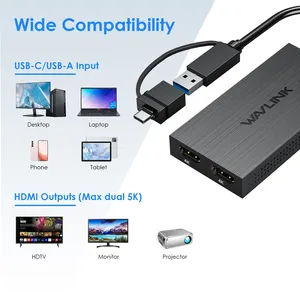 WAVLINK DisplayLink <strong>USB</strong> 3.1 Type C <strong>USB</strong> 3.0 to <strong>Dual</strong> <strong>USB</strong> Video Card <strong>Adapter</strong> with <strong>Screen</strong> Mirror Extend 2K 4K@60Hz for Dell HP - Product Image 4