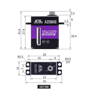 New Style A20BHS HV 10.4KG 0.055Sec High Torque High Speed Brushless Micro <strong>RC</strong> Flat <strong>Servo</strong> for SCX24 Car
