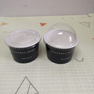 Özel baskı 4oz 6oz 12oz 16oz tek kullanımlık dondurulmuş yoğurt kabı biyobozunur kağıt dondurma ambalaj kapaklı bardak - Product Image 2