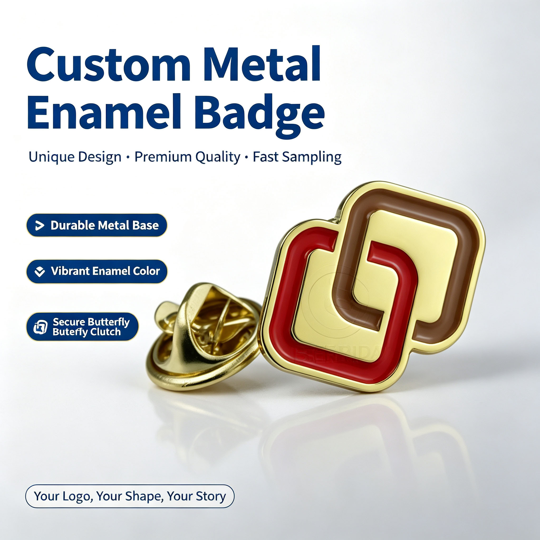 Twisted Edge Crescent Embossed Badge