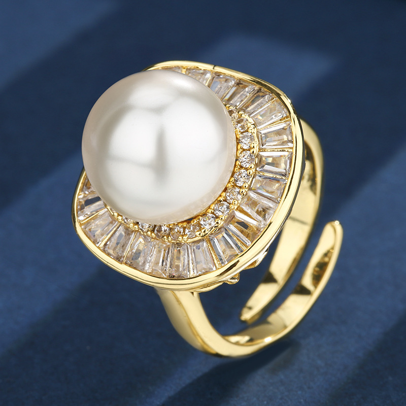 open size Gold White Pearl Ring
