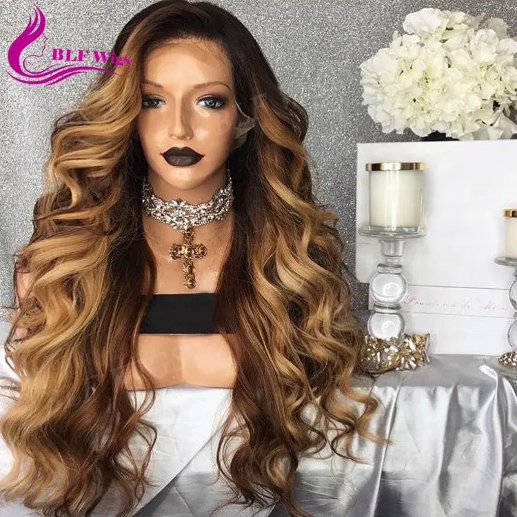 4 27 Blonde Ombre Pure Human Hair Wigs Pre Plucked 200 density Brazilian Curly Lace Front Wig with Baby Hair