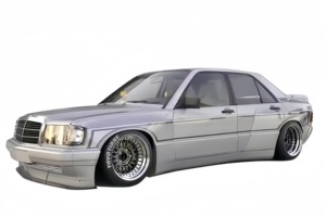 For 1982-1993 Mercedes <strong>C</strong>-class 190E W201 EVOII Body Kit With Wide Fender Side Diffuser Front Bumper Rear Bumper <strong>Trunk</strong> Spoiler - Product Image 3