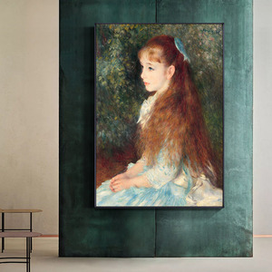 世界名画手绘雷诺阿《艾琳小姐肖像》印象人物肖像油画