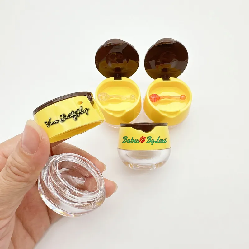 Tendência da moda 6ML Clamshell Amarelo lindo lábio filme lip balm Maquiagem plástica garrafa vazia emulsão garrafa logotipo personalizado