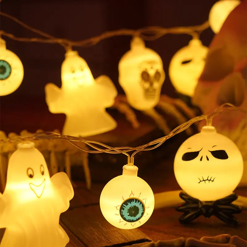 Halloween guirlandes lumineuses fantôme crânes batterie intérieur extérieur lumières décoration pour vacances festival décoratif félicitations
