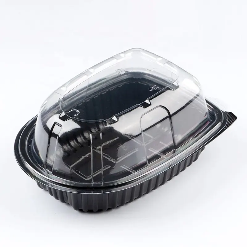 Boîte de poulet rôti jetable en plastique transparent, Blister, dinde, viande, punaises, récipient à emporter, plateau PS, couvercles