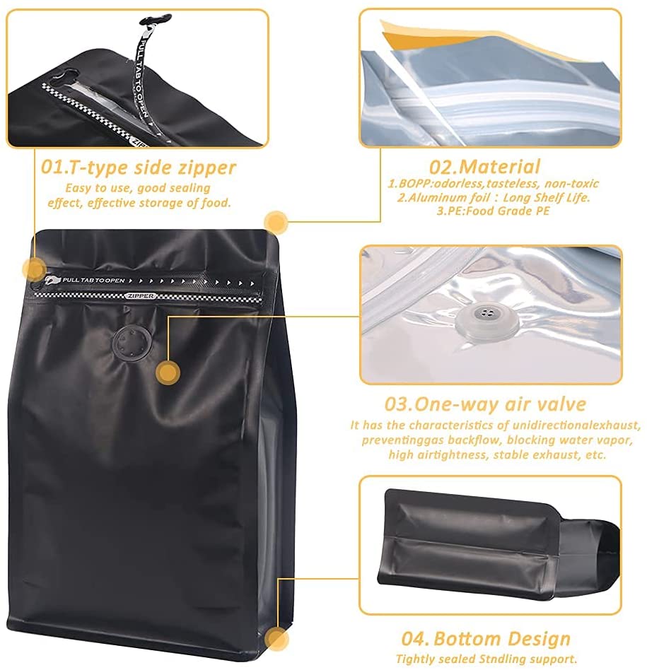 Matte Reusable ziplock Square Box Flat Bottom Aluminum Foil Lined Kraft Paper Bag With Window