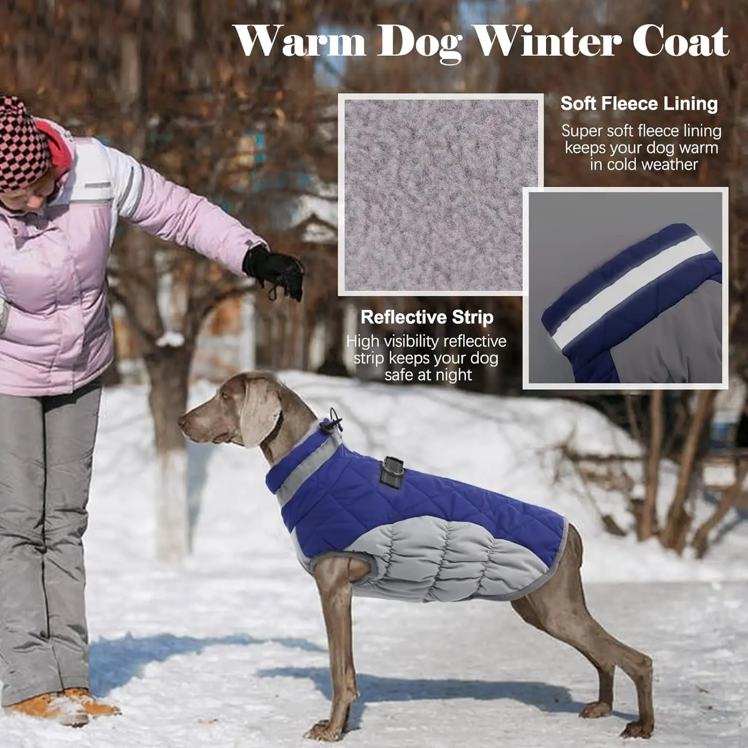 Veste à col roulé réfléchissante coupe-vent pour animaux de compagnie Gilet polaire pour chien Manteaux chauds pour temps froid Manteau d'hiver pour chien