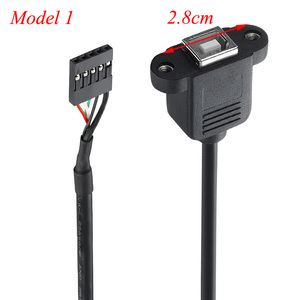 Bochara 30cm DB 2.54mm 5Pin başlık dişi USB 2.0 tip B dişi yazıcı kablosu F/F vidalı Panel montajlı korumalı - Product Image 2
