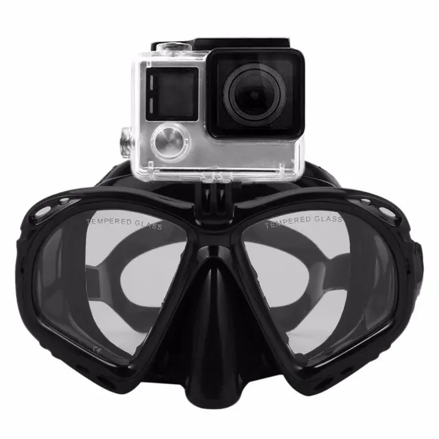 Profesyonel sualtı dalış ekipmanları şnorkel yüzme gözlükleri tüplü dalış maskesi çoğu spor kamera için uygun