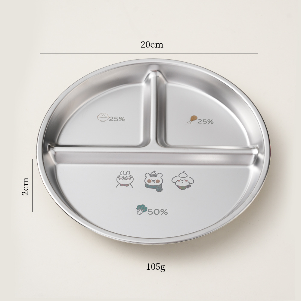 Silver 304 childrens plate-color agiton