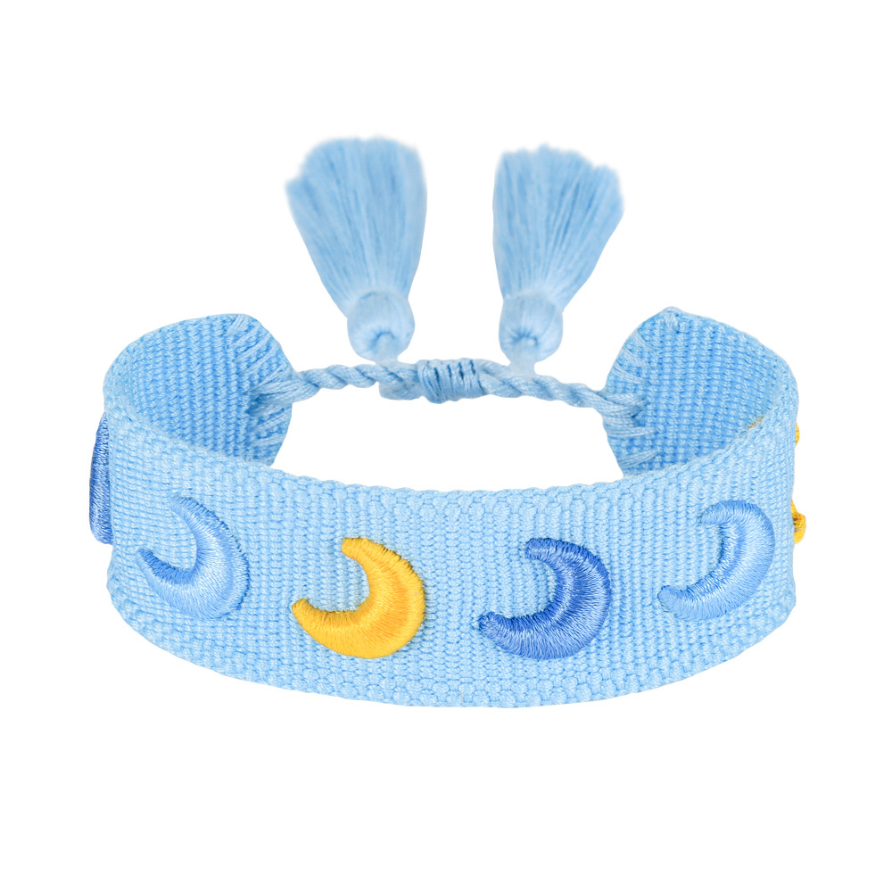 Tf12-(moon) daily pattern theme raised embroidered bracelet
