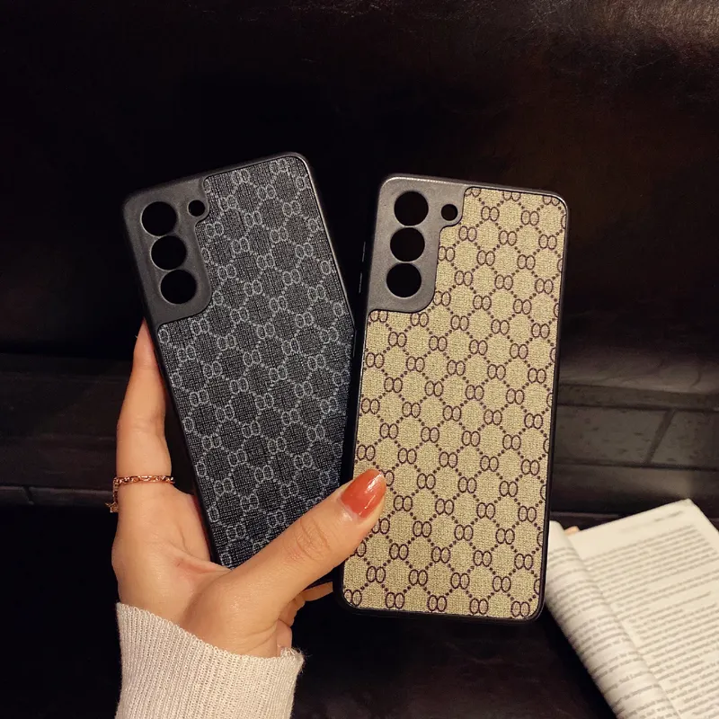 Casing Penutup Ponsel Desain Merek Kulit Mewah untuk Samsung Galaxy S8 S9 S10 S20 S21 Note 8 9 10 Aksesori Ponsel