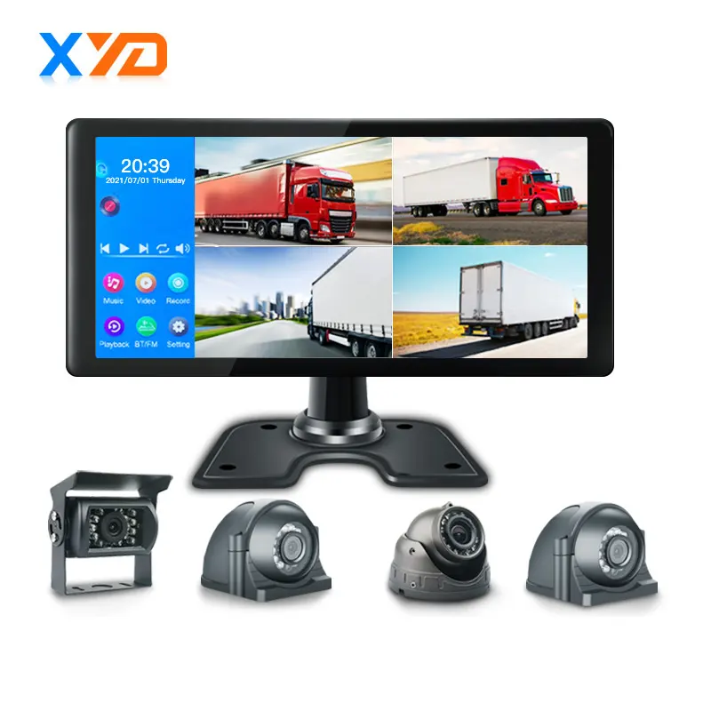 10.36 Inch AHD 720P Quad Monitor Waterproof 360 Camera 4 Channel Car Safety Driving Surveillance Set For Bus Truck