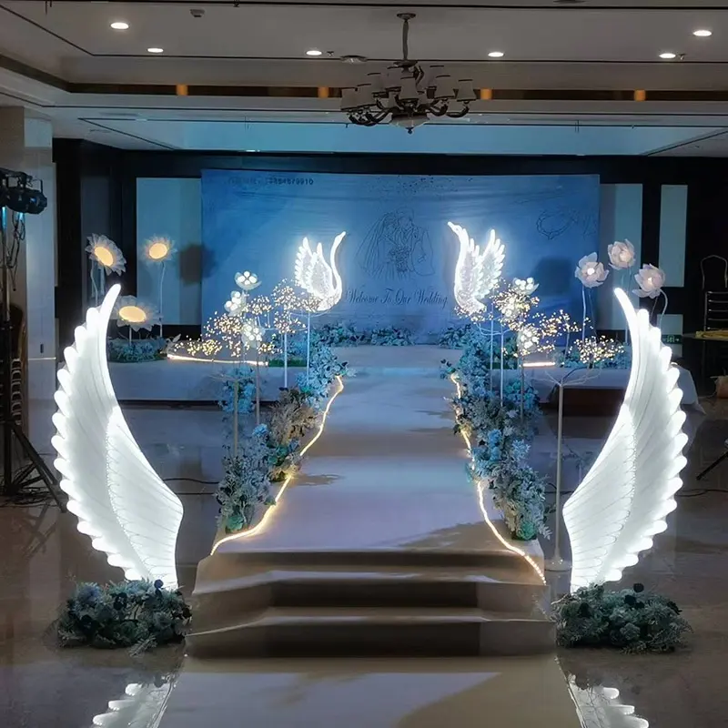 Decoración de alas de ngel para boda, modelo de diseño de escena de boda, decoración de fondo de boda de hierro, H-51