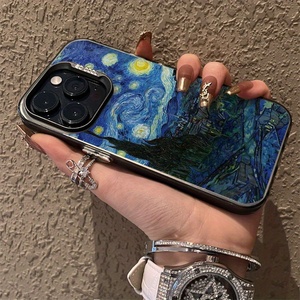 IPhone 16 Plus 15 Pro Max 14 13 12 11携帯電話IMD女性用油絵スカイカラーシルバー携帯用ケース