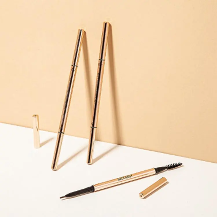 कम MOQ निजी लेबल 1.5mm स्लिम भौं पेंसिल निविड़ अंधकार नरम उच्च वर्णक ब्रो पेंसिल