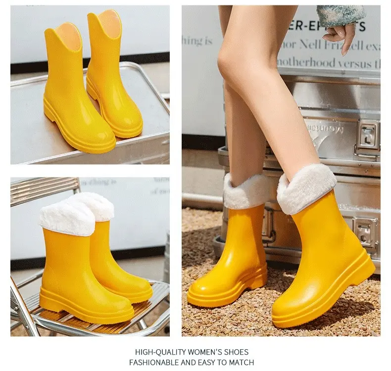 Bán buôn bán lẻ thời trang ngắn phụ nữ PVC mắt cá chân mưa khởi động Giày